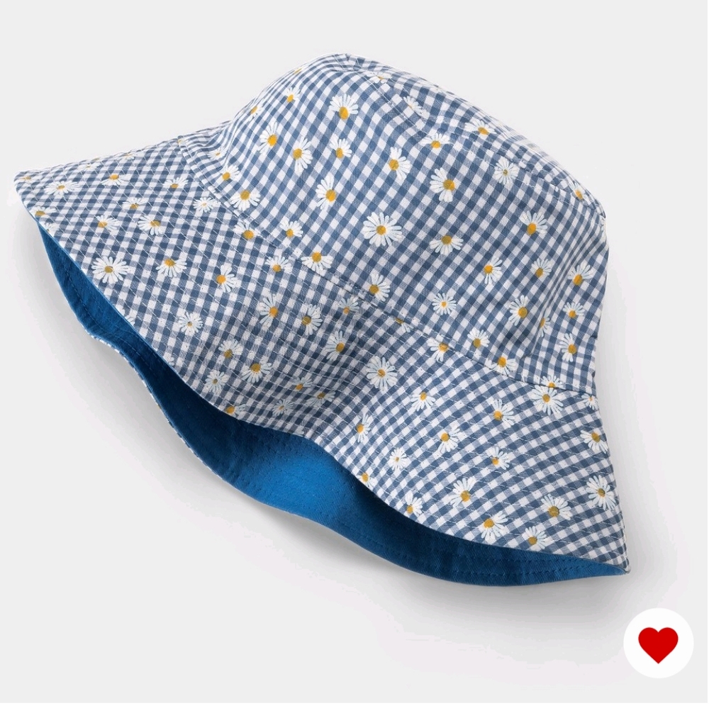 🌼 NWT 🌼 Blue Daisy Checkered Print Bucket Hat